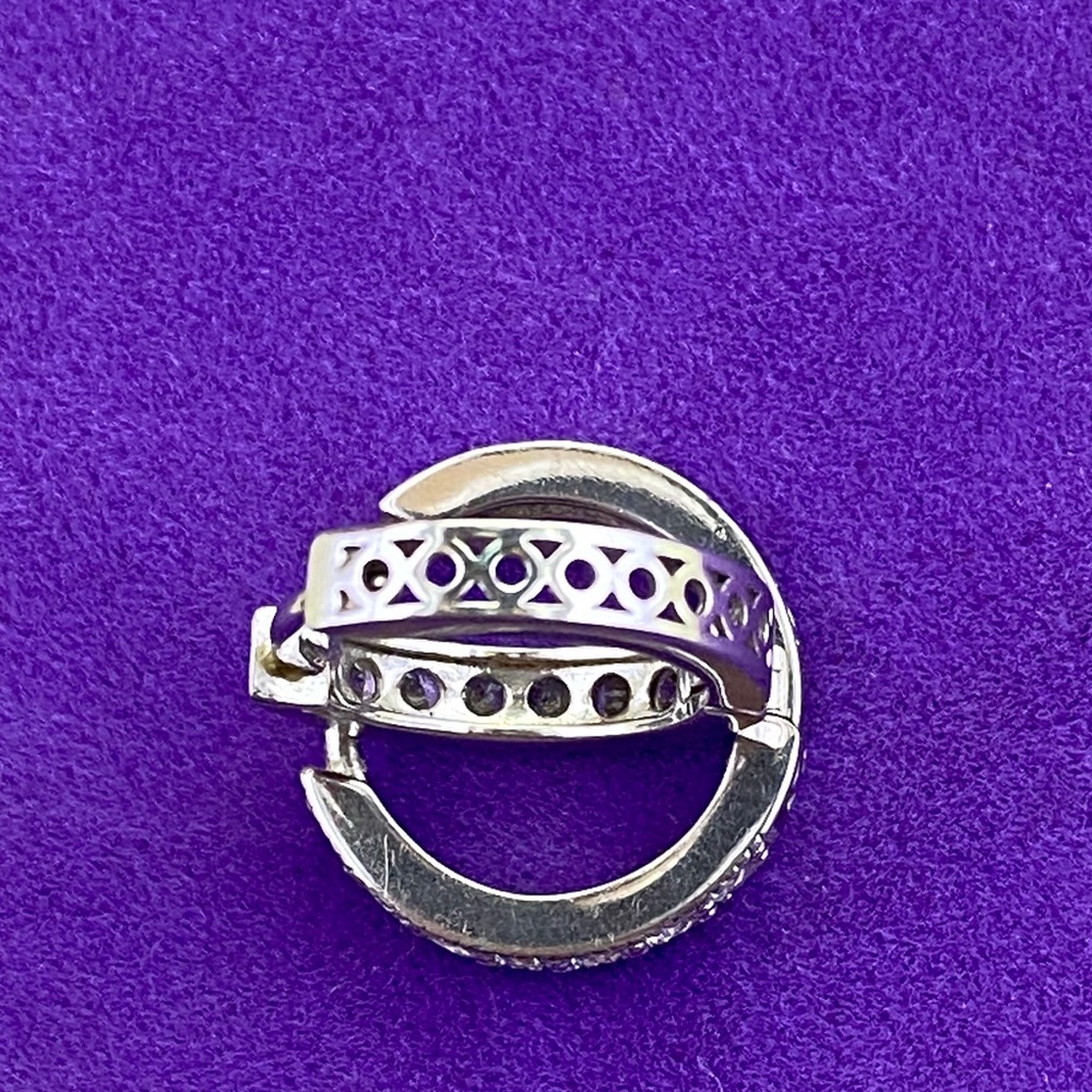 💛 Classic Sterling Silver Crystal Hoop Earrings | Everyday Sparkle Huggies - Picture 3 of 6